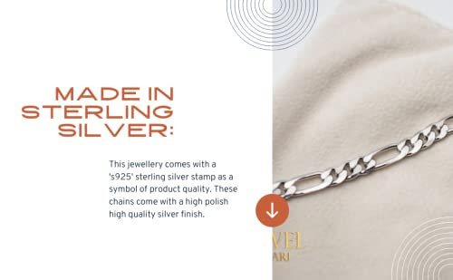 JewelYaari? Pure 925 Sterling Silver Italian Sachin Figaro Chain Necklace ACPL for Men 20 Inches(24 Gm) - JewelYaari By Shubham Jewellers