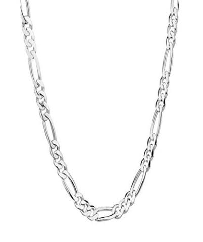 JewelYaari? Pure 925 Sterling Silver Italian Sachin Figaro Chain Necklace ACPL for Men 24 Inches(16 Gm) - JewelYaari By Shubham Jewellers