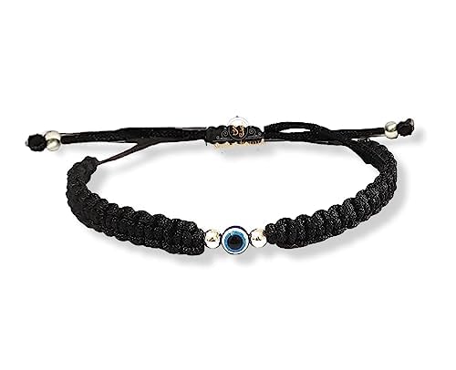 SJ SHUBHAM JEWELLERS™ 100% Authentic Sterling Silver Adjustable Ball Black Cord with Evil Eye Nazar Anklet for Women & Girls (Anklet) - JewelYaari By Shubham Jewellers