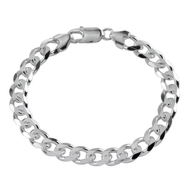 Pure 925 Sterling Silver Italian Curb Bracelet for Men womens, girls, and boys 8.5 Inches(10 Gm) - JewelYaari By Shubham Jewellers