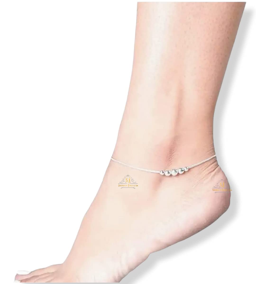 SJ SHUBHAM JEWELLERS™ Pure Silver 5 Moving Ball Threaded Snake Pattern Anklet (Payal) in Pure 92.5 Pure Sterling Silver for Girls & Women (Silver) - JewelYaari By Shubham Jewellers