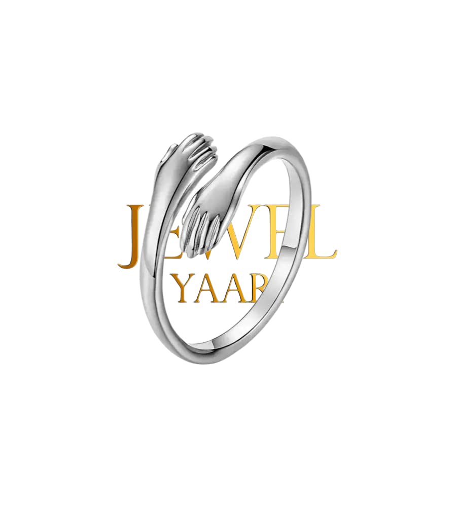 JEWELYAARI by SJ 925 Sterling Silver Hugging Band Ring Hug Eternity Silver Open Statement Ring for Women and Girls - JewelYaari By Shubham Jewellers