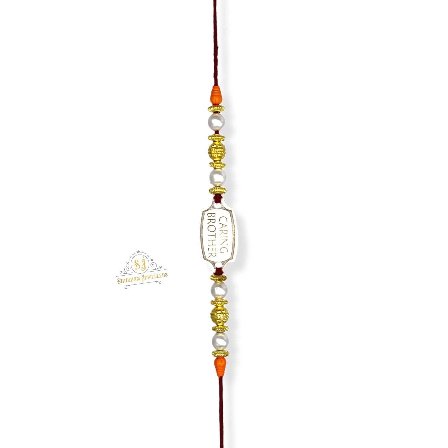 SJ SHUBHAM JEWELLERS™ Pure 999 Sterling Silver Rakhi With Cotton Kalawa thread For Men, Women, Boys and Girls special Rakhi Roli Chawal Included(P) - JewelYaari By Shubham Jewellers