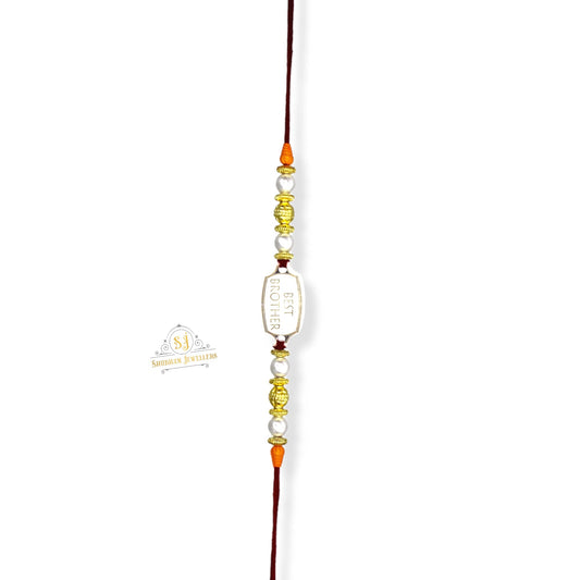 SJ SHUBHAM JEWELLERS™ Pure 999 Sterling Silver Rakhi With Cotton Kalawa thread For Men, Women, Boys and Girls special Rakhi Roli Chawal Included(P) - JewelYaari By Shubham Jewellers