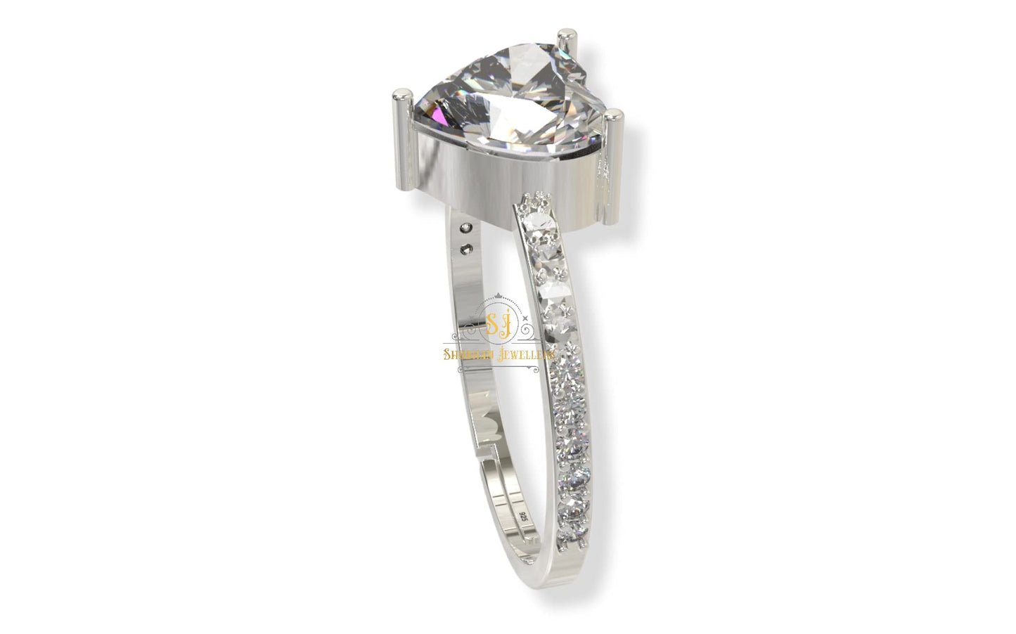 SJ SHUBHAM JEWELLERS™ 925 Sterling Silver Three Briliant Cut Design Adjustable Finger Ring with White CZ diamond for Women and Girls, Anniversary Gift for Wife, Valentine - JewelYaari By Shubham Jewellers