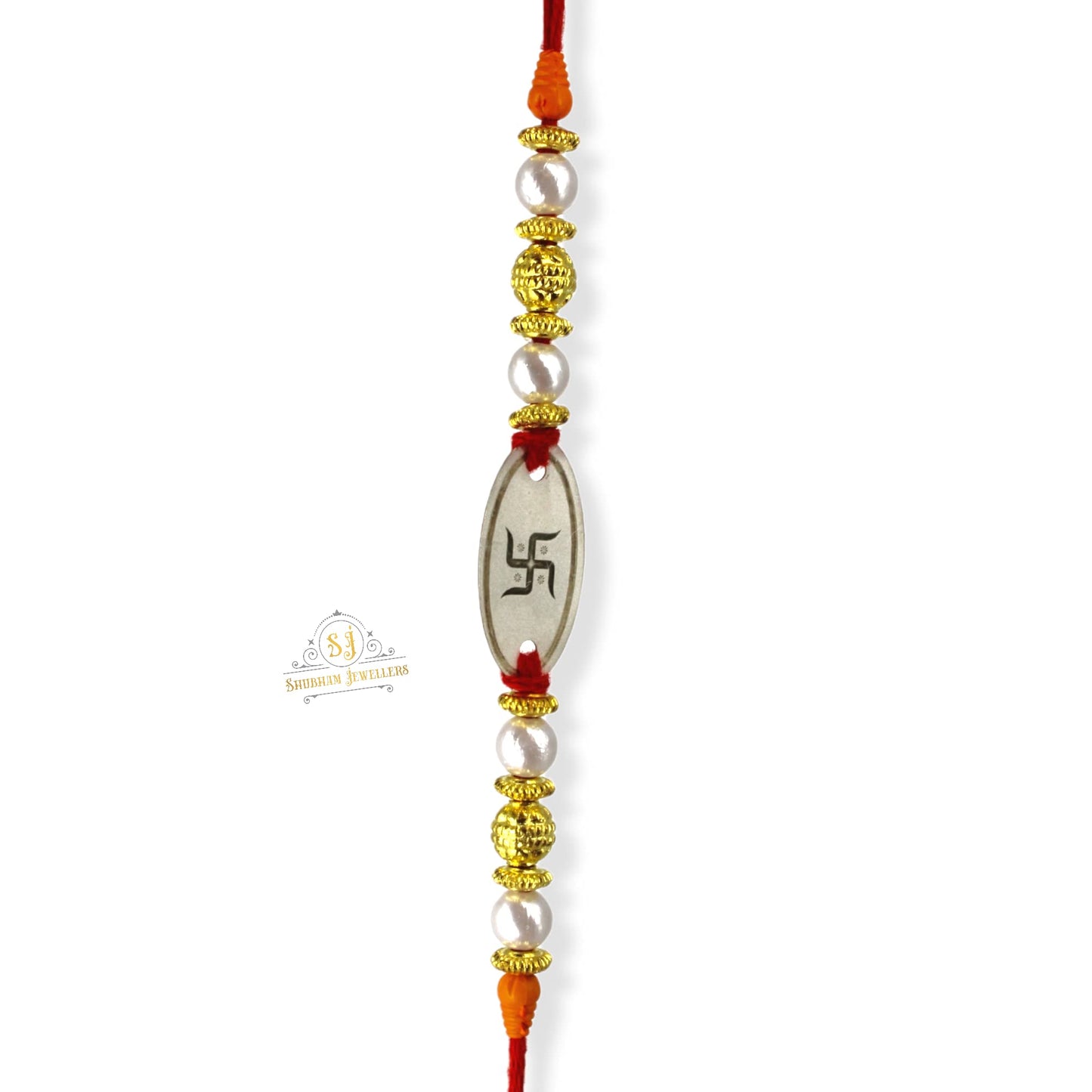 SJ SHUBHAM JEWELLERS™ Pure 999 Sterling Silver Rakhi With Cotton Kalawa thread For Men, Women, Boys and Girls special Rakhi Roli Chawal Included(P) - JewelYaari By Shubham Jewellers