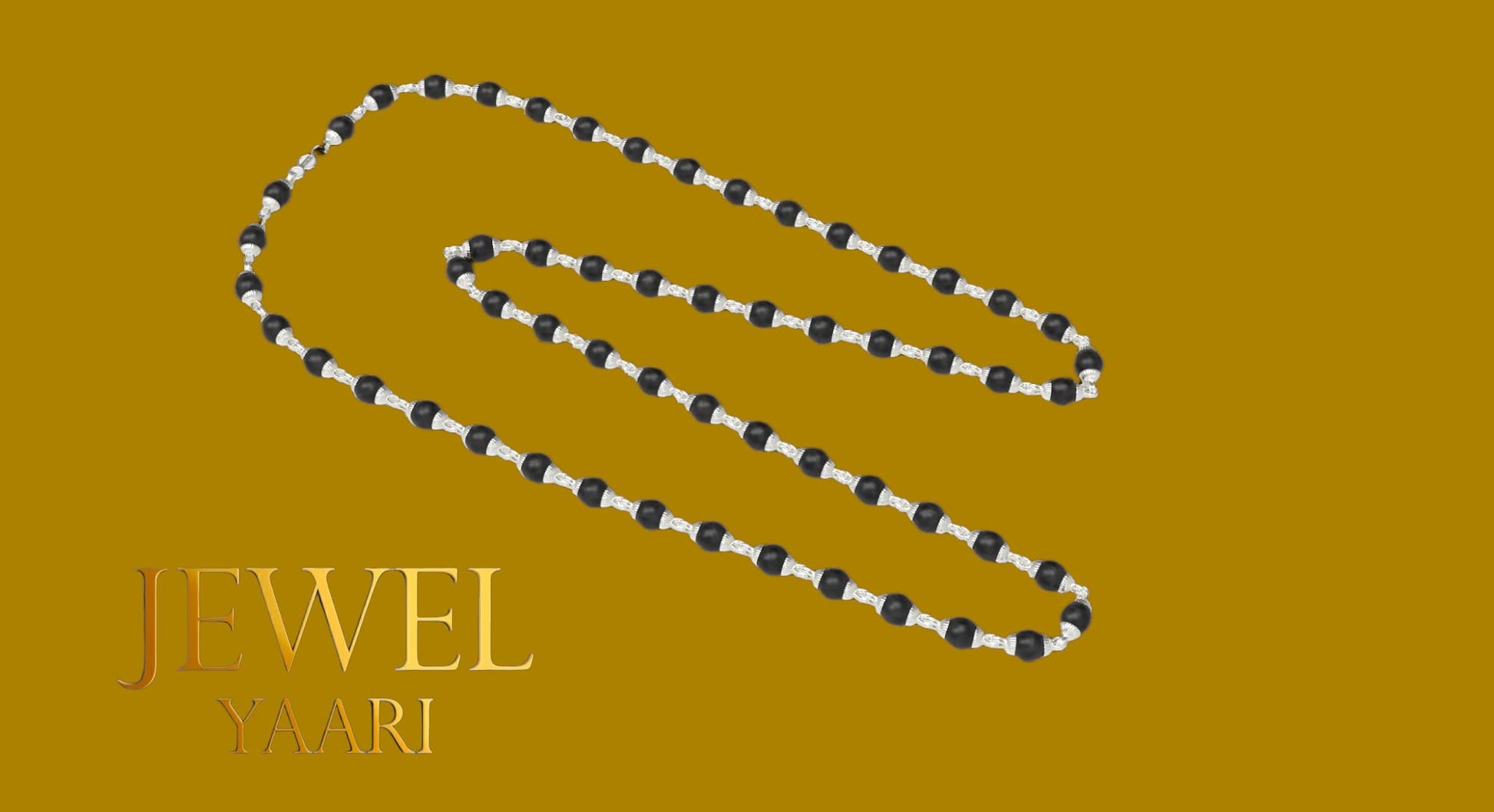 JEWELYAARI™ By SJ Pure 100% Natural 925 Silver Tulsi Mala with CNC Designer Silver Capping/Original Tulsi Mala in Silver (Size: 6mm, Length: 24 inches Shyam Tulsi Ram Tulsi Black White) - JewelYaari By Shubham Jewellers