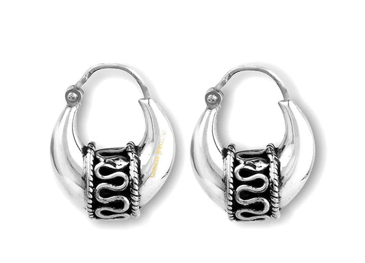 SJ SHUBHAM JEWELLERS Rehti 925 Sterling Pure Silver Oxidised Hoop Bali Earrings for Boys Girls and Women - JewelYaari By Shubham Jewellers