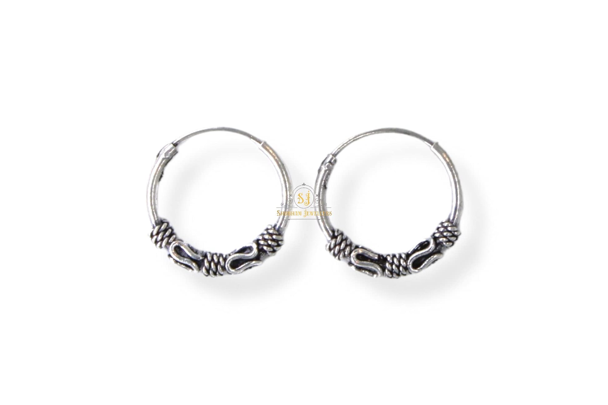 SJ SHUBHAM JEWELLERS™ 925 Sterling Silver Hoop Earrings for Women & Girls, Silver Bali for Girls - JewelYaari By Shubham Jewellers