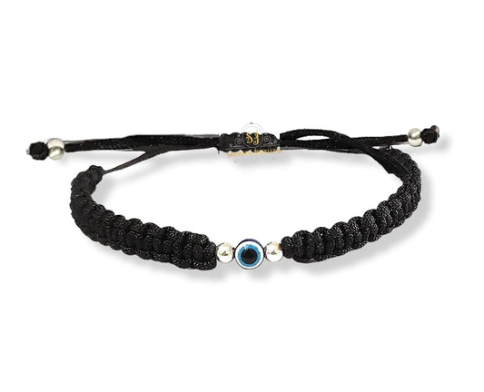 SJ SHUBHAM JEWELLERS™ 100% Authentic Sterling Silver Adjustable Ball Black Cord with Evil Eye Nazar Anklet for Women & Girls (Anklet) - JewelYaari By Shubham Jewellers