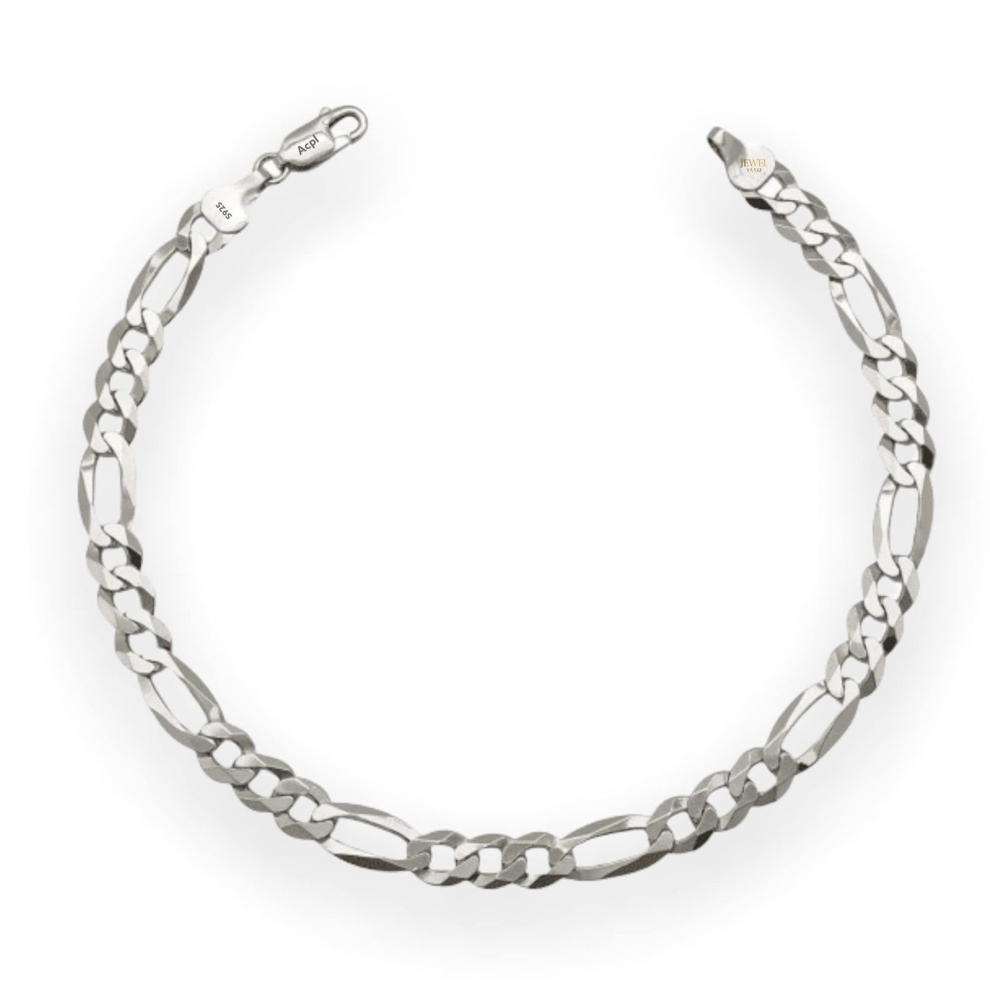 Pure 925 Sterling Silver Italian Sachin Figaro Bracelet for Men womens, girls, and boys 8.5 Inches(10.5 Gm) mens silver bracelets - JewelYaari By Shubham Jewellers