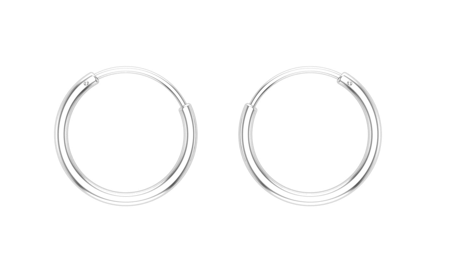 Shubham Jewellers Rehti Small Size Plain Bali Silver Hoops Earrings in Pure 92.5 Sterling Silver for Kids/Girls/Women