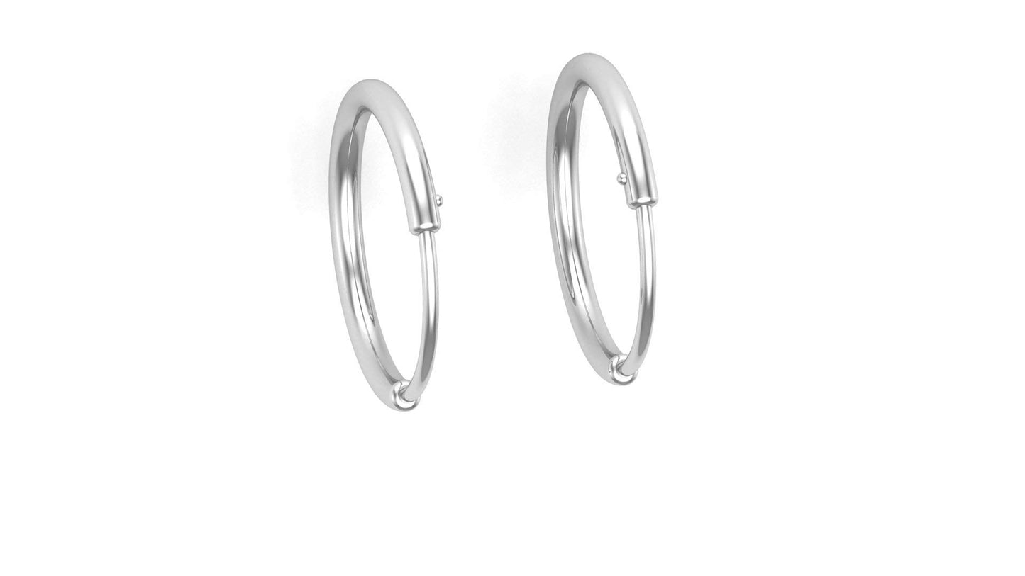 Shubham Jewellers Rehti Small Size Plain Bali Silver Hoops Earrings in Pure 92.5 Sterling Silver for Kids/Girls/Women