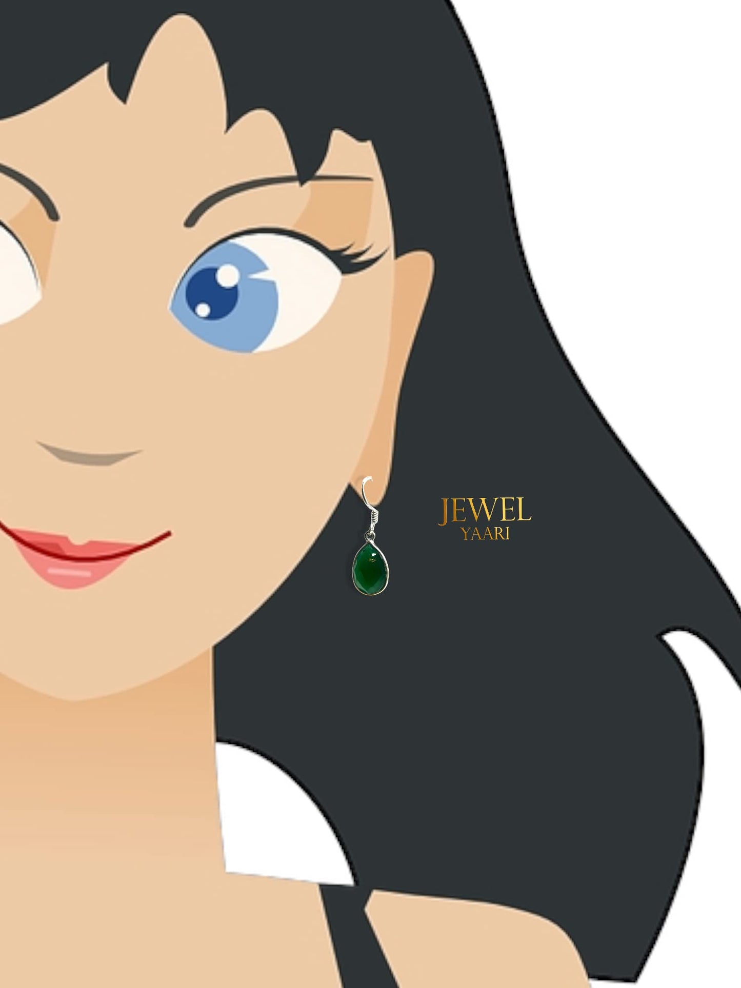 JewelYaari™ by JewelYaari™Pure 925 Sterling Silver Hoop Dangle Earrings for Women and Girls, Multiple Colors, pearl,amethyst,turquoise, red, Clear Crystals - JewelYaari By Shubham Jewellers