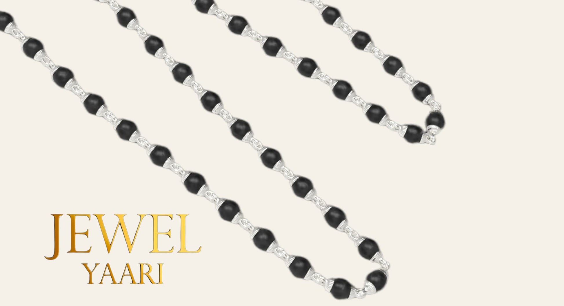 JEWELYAARI™ By SJ Pure 100% Natural 925 Silver Tulsi Mala with CNC Designer Silver Capping/Original Tulsi Mala in Silver (Size: 6mm, Length: 24 inches Shyam Tulsi Ram Tulsi Black White) - JewelYaari By Shubham Jewellers