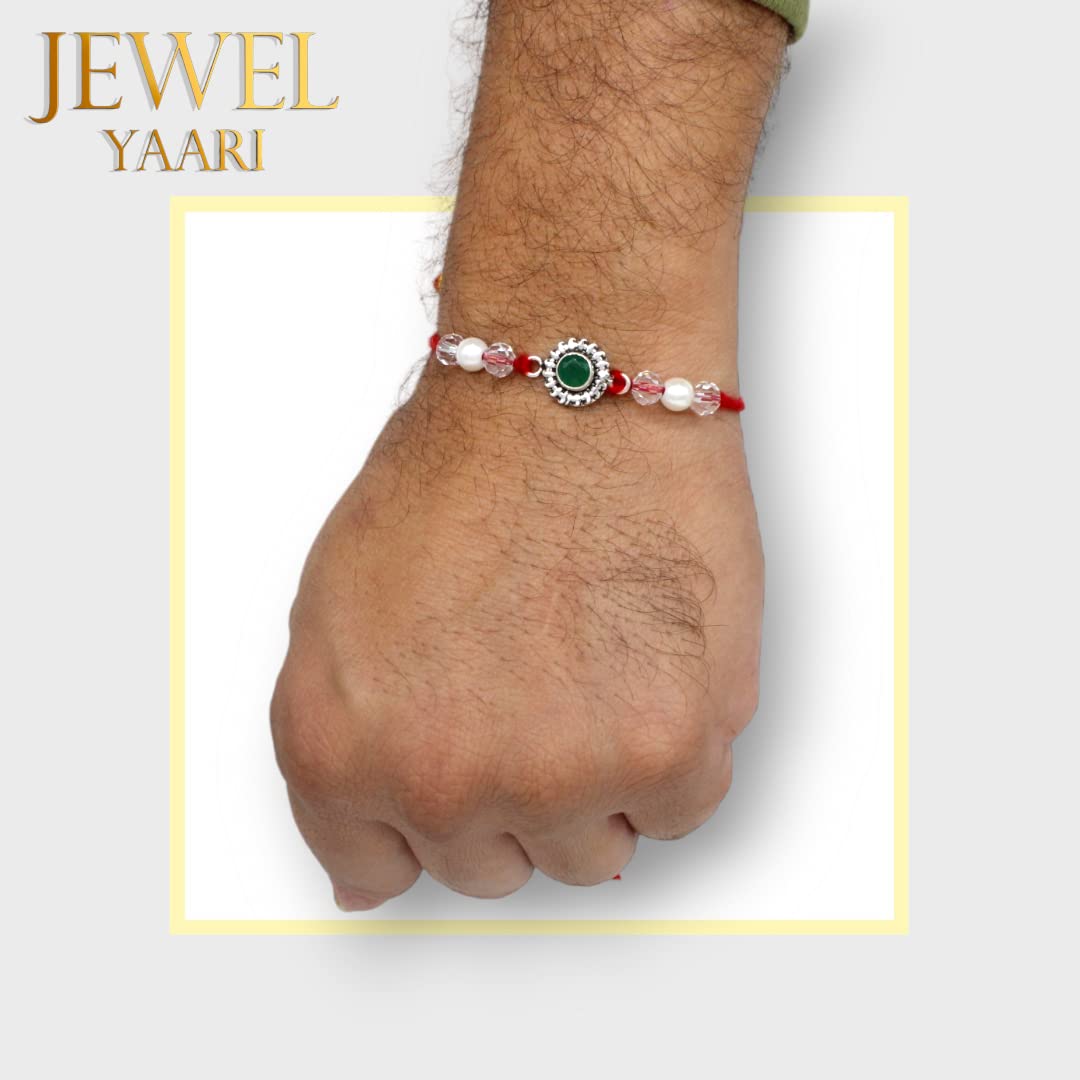 SJ SHUBHAM JEWELLERS™ 925 Sterling Silver Rakhi for brother Rakhi Bracelet Raksha Bandhan Pure Cotton For Men, Boys, Kids Rakhi With Roli Chawal - JewelYaari By Shubham Jewellers