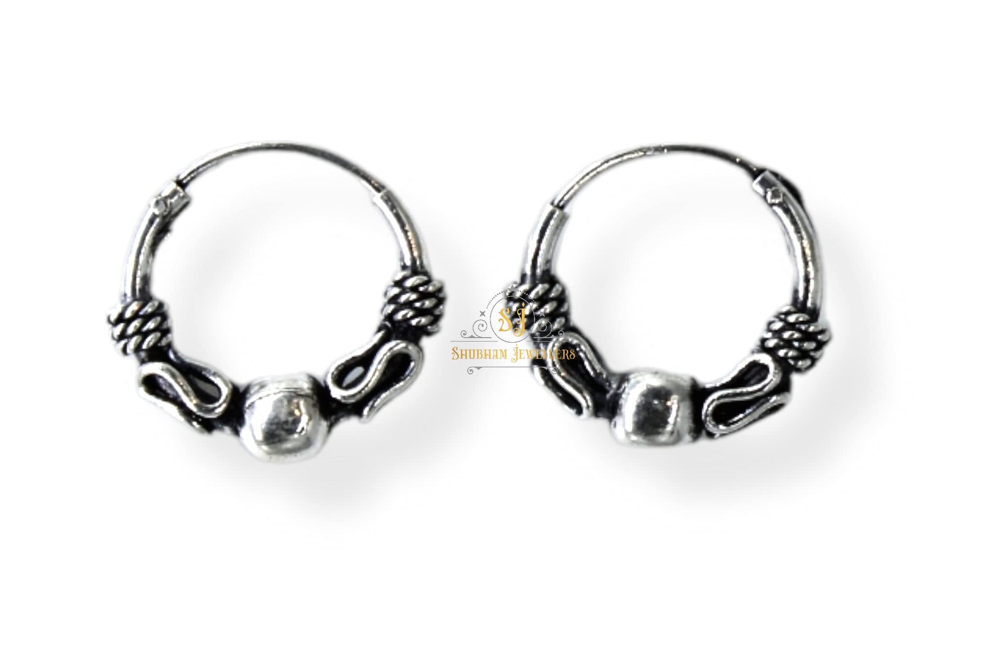 SJ SHUBHAM JEWELLERS™ 925 Sterling Silver Hoop Earrings for Women & Girls, Silver Bali for Girls - JewelYaari By Shubham Jewellers
