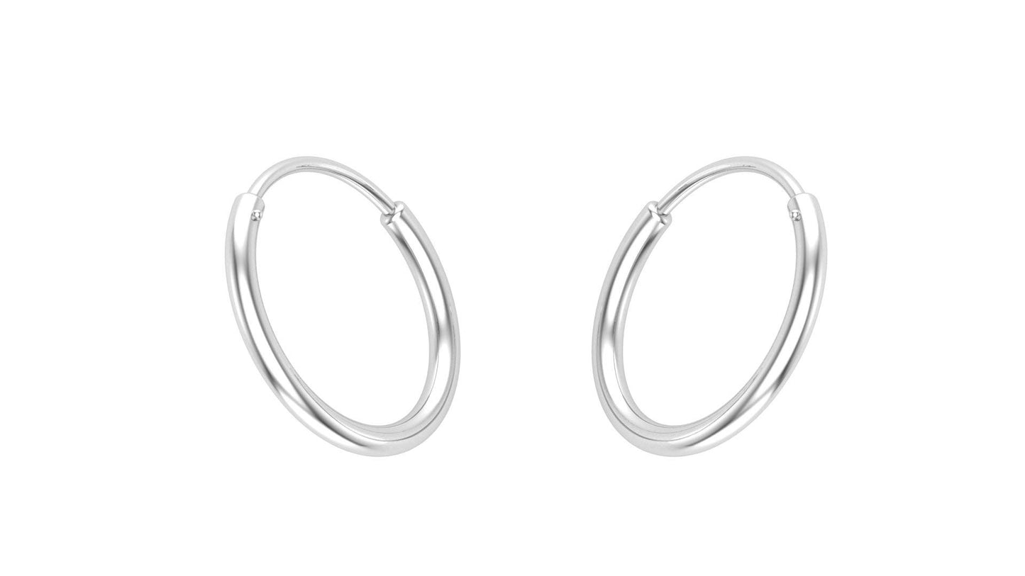 Shubham Jewellers Rehti Small Size Plain Bali Silver Hoops Earrings in Pure 92.5 Sterling Silver for Kids/Girls/Women