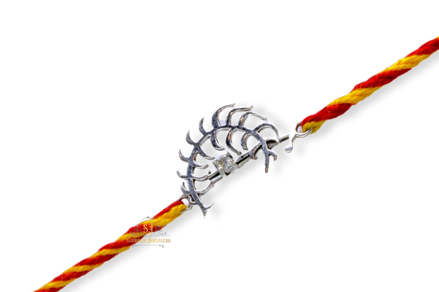 SJ SHUBHAM JEWELLERS? Pure 925 Sterling Silver Rakhi for brother Charm Bracelet Raksha Bandhan With Pure Cotton Thread For Men, Boys, Rakhis Vajra