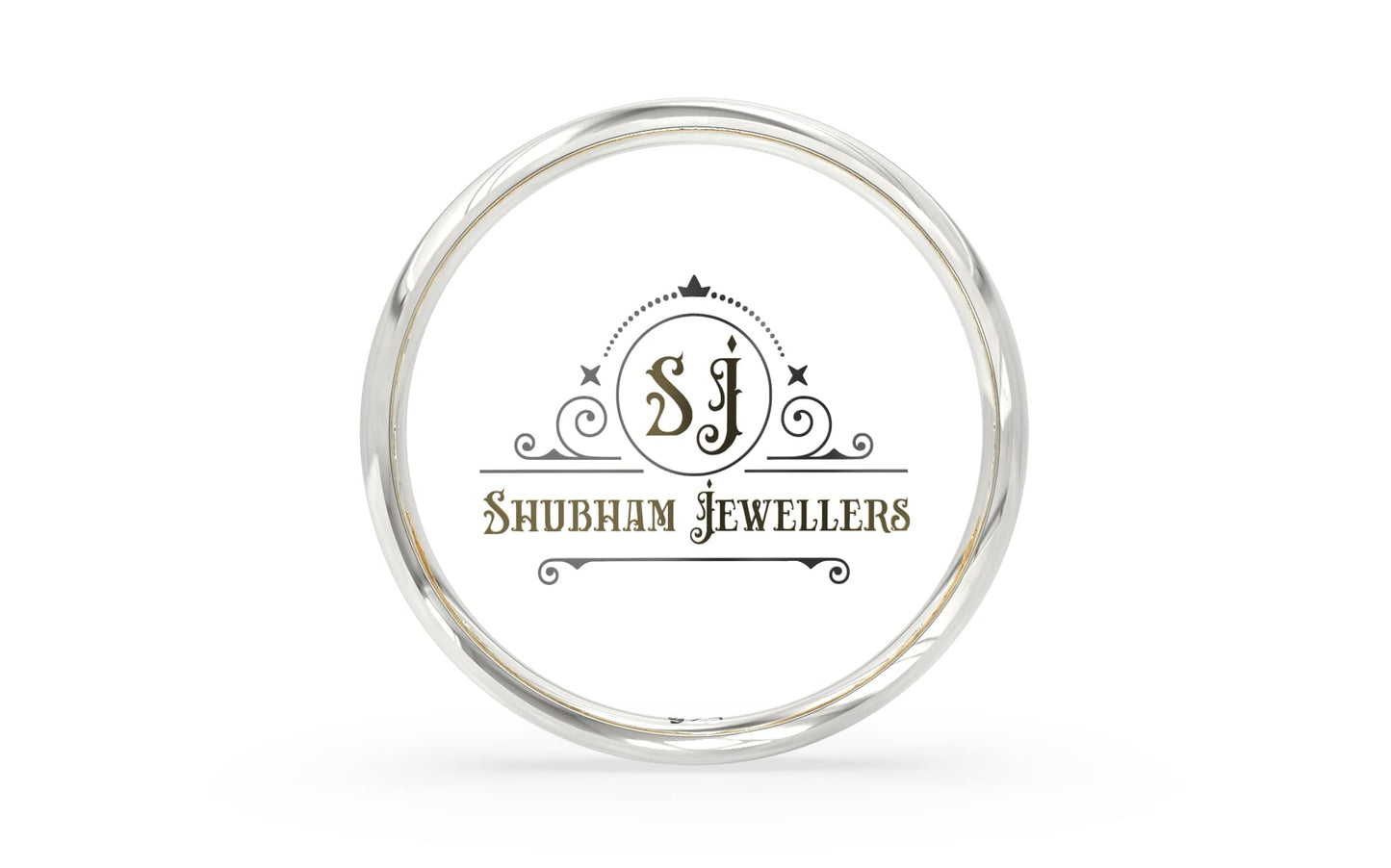 SJ SHUBHAM JEWELLERS™ 925 Mirror Finish Solid Sterling Silver Kada for Unisex Adult(Half Round P)