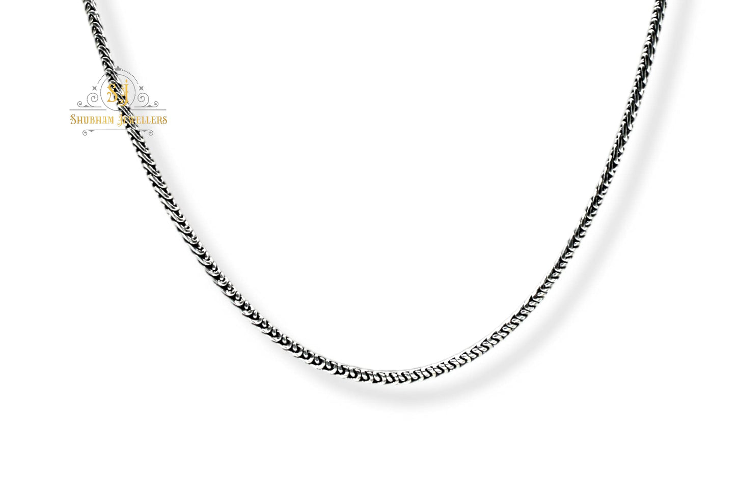 SJ SHUBHAM JEWELLERS? Pure 925 Sterling Silver Chain Necklace for Men and Women 22 Inches Various Design (SJOXCHNSNK)