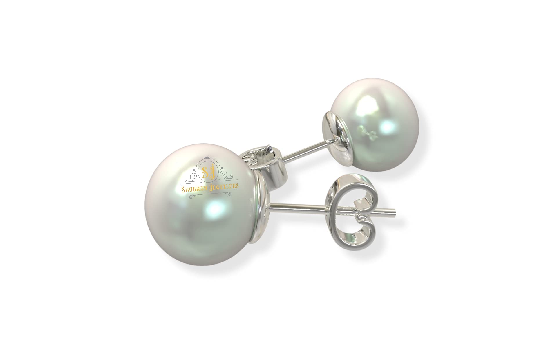 SJ SHUBHAM JEWELLERS™ 925 Sterling Silver Pearl Studs Earrings For Women and Girls and Kids (5,7, 9 mm) - JewelYaari By Shubham Jewellers