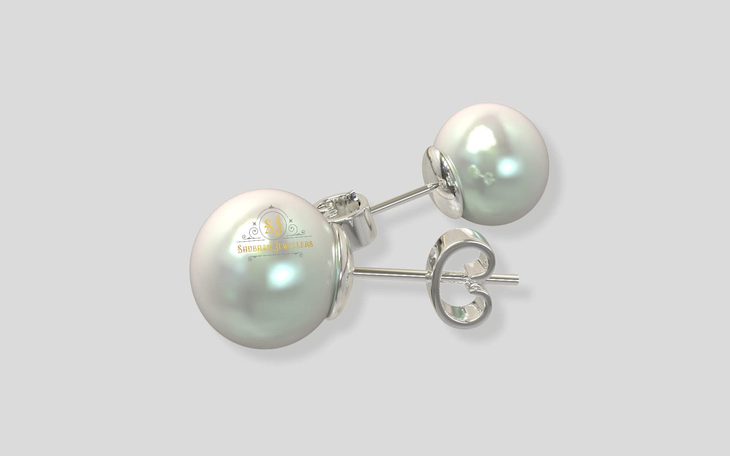 SJ SHUBHAM JEWELLERS™ 925 Sterling Silver Pearl Studs Earrings For Women and Girls and Kids (5,7, 9 mm) - JewelYaari By Shubham Jewellers