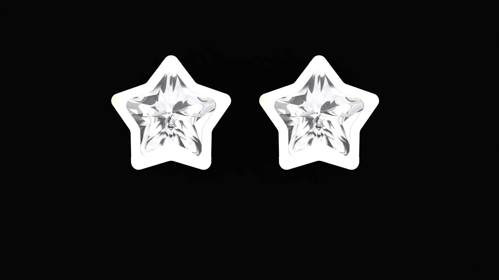 SJ SHUBHAM JEWELLERS Rehti 925-92.5 Sterling Silver Star Cut Black Real Cubic Zirconia Fashion Stud Tops Earrings For Men,Women,Children,Boys and Girls - JewelYaari By Shubham Jewellers