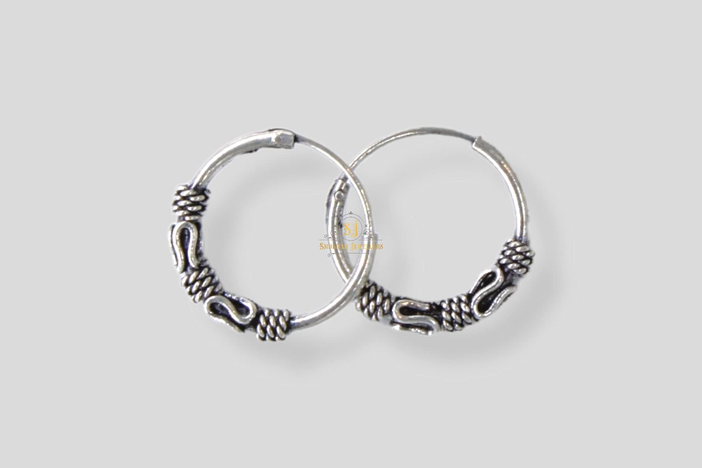 SJ SHUBHAM JEWELLERS™ 925 Sterling Silver Hoop Earrings for Women & Girls, Silver Bali for Girls - JewelYaari By Shubham Jewellers