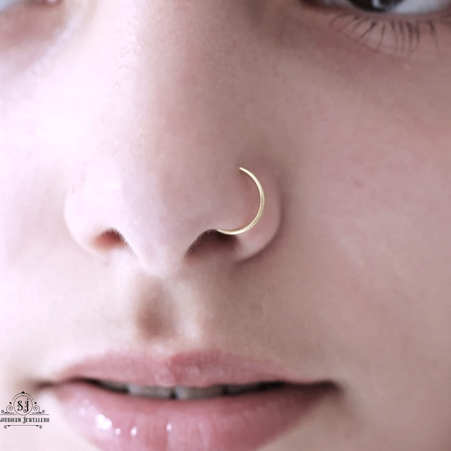 SJ SHUBHAM JEWELLERS™ Tiny Hoop and Septum Nose Ring One Piece/Combo/Gold 18K 750/925 Sterling Silver Simple & Beautiful Nose Pin For Women & Girls