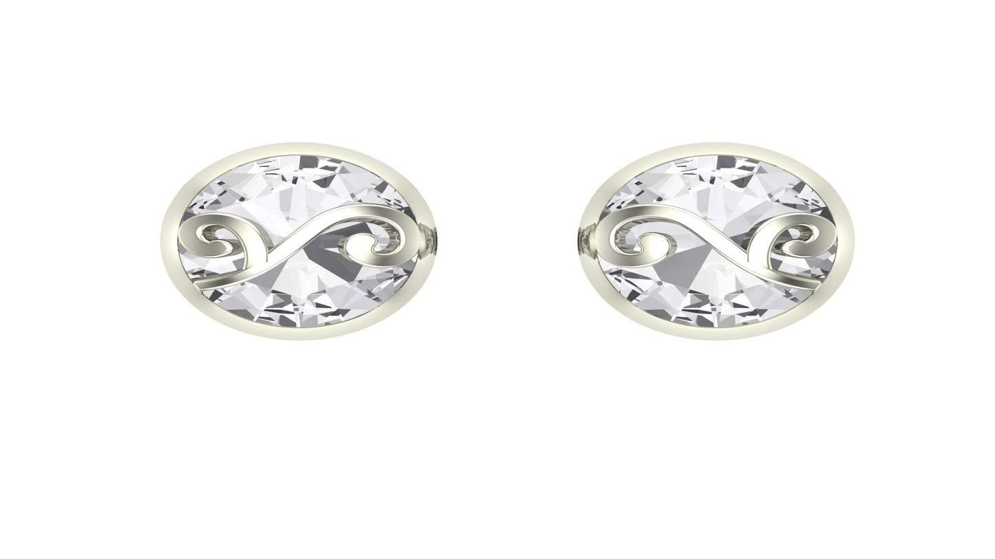 Shubham Jewellers Rehti 925-92.5 Sterling Silver Oval Leaf Cut White Real Cubic Zirconia Fashion Stud Tops Earrings For Men,Women,Children,Boys and Girls - JewelYaari By Shubham Jewellers