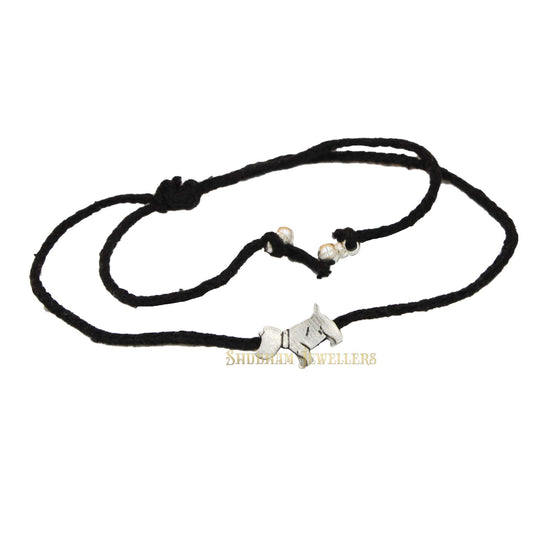 Shubham Jewellers Rehti 925 Oxidised Silver Black Thread Puppy Nazarbattu/Nazaiya Anklet/Bracelet for Girls, Women and Children with Silver Ghunghroo