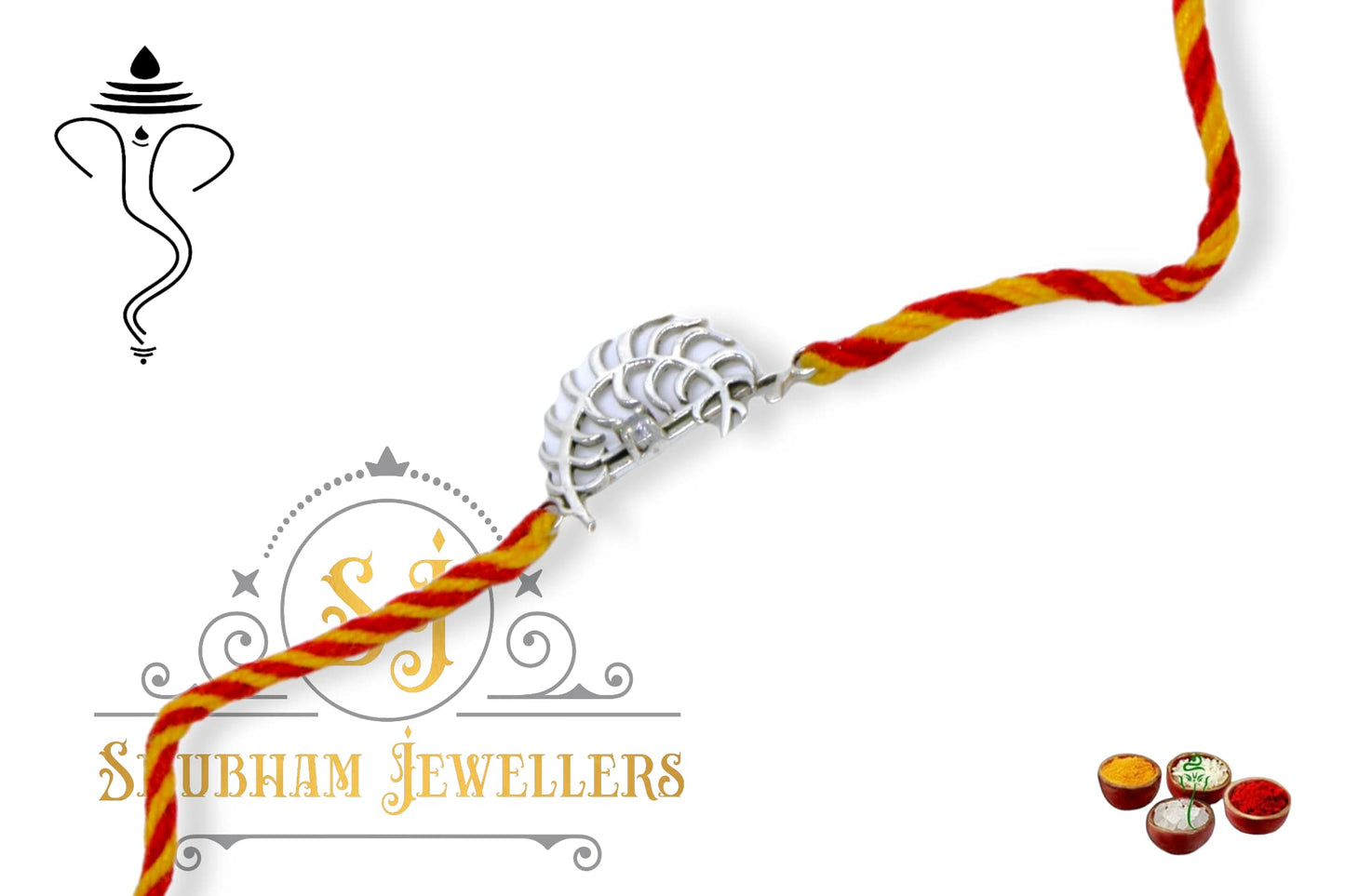 SJ SHUBHAM JEWELLERS? Pure 925 Sterling Silver Rakhi for brother Charm Bracelet Raksha Bandhan With Pure Cotton Thread For Men, Boys, Rakhis Vajra