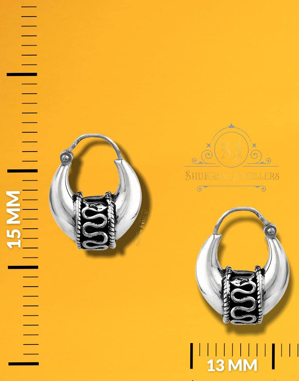 SJ SHUBHAM JEWELLERS Rehti 925 Sterling Pure Silver Oxidised Hoop Bali Earrings for Boys Girls and Women - JewelYaari By Shubham Jewellers