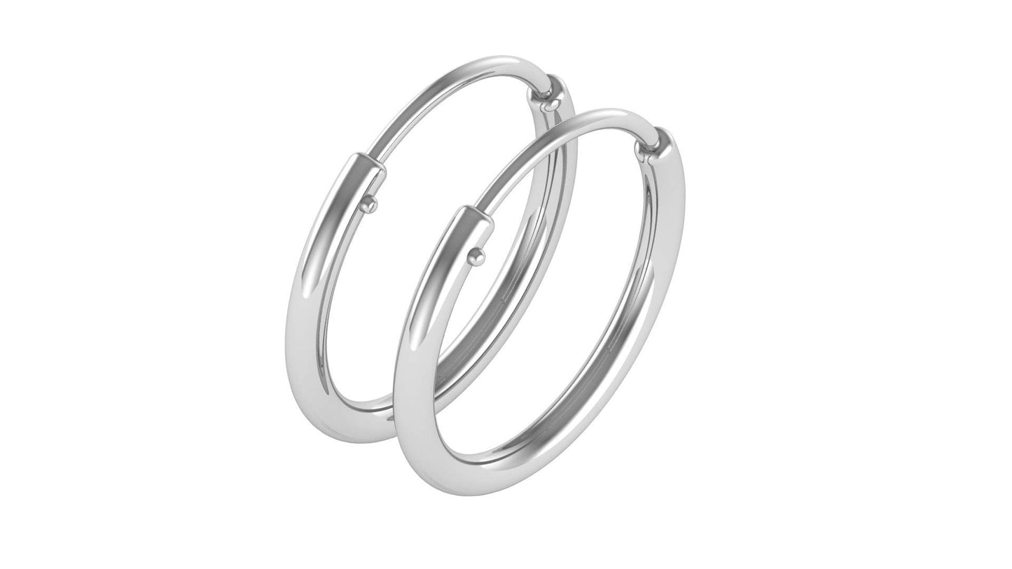 Shubham Jewellers Rehti Small Size Plain Bali Silver Hoops Earrings in Pure 92.5 Sterling Silver for Kids/Girls/Women