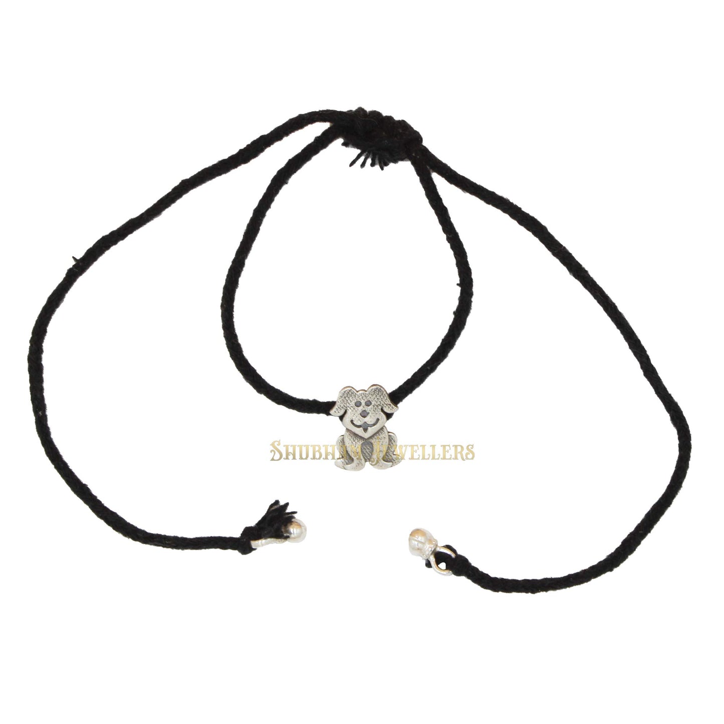 Shubham Jewellers Rehti 925 Oxidised Silver Black Thread DOG Nazarbattu/Nazaiya Anklet/Bracelet for Girls, Women and Children with Silver Ghunghroo