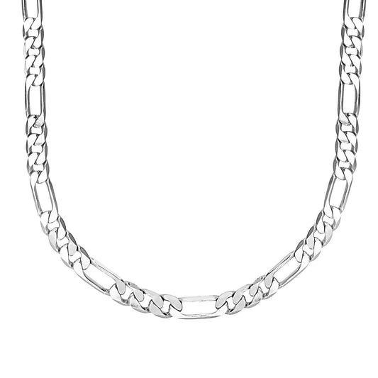 JewelYaari? Pure 925 Sterling Silver Italian Sachin Figaro Chain Necklace ACPL for Men 24 Inches(16 Gm) - JewelYaari By Shubham Jewellers