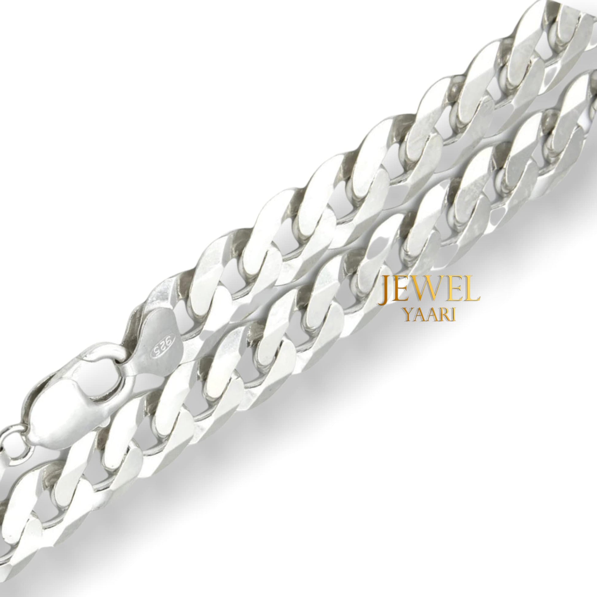 JewelYaari? Pure 925 Sterling Silver Italian Sachin CURB Chain Necklace ACPL for Men 24 Inches(10 Gm) - JewelYaari By Shubham Jewellers
