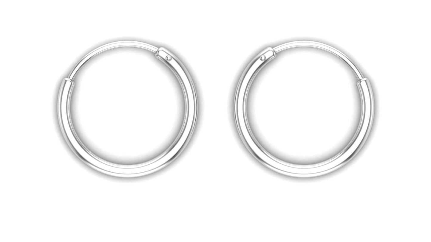 Shubham Jewellers Rehti Small Size Plain Bali Silver Hoops Earrings in Pure 92.5 Sterling Silver for Kids/Girls/Women