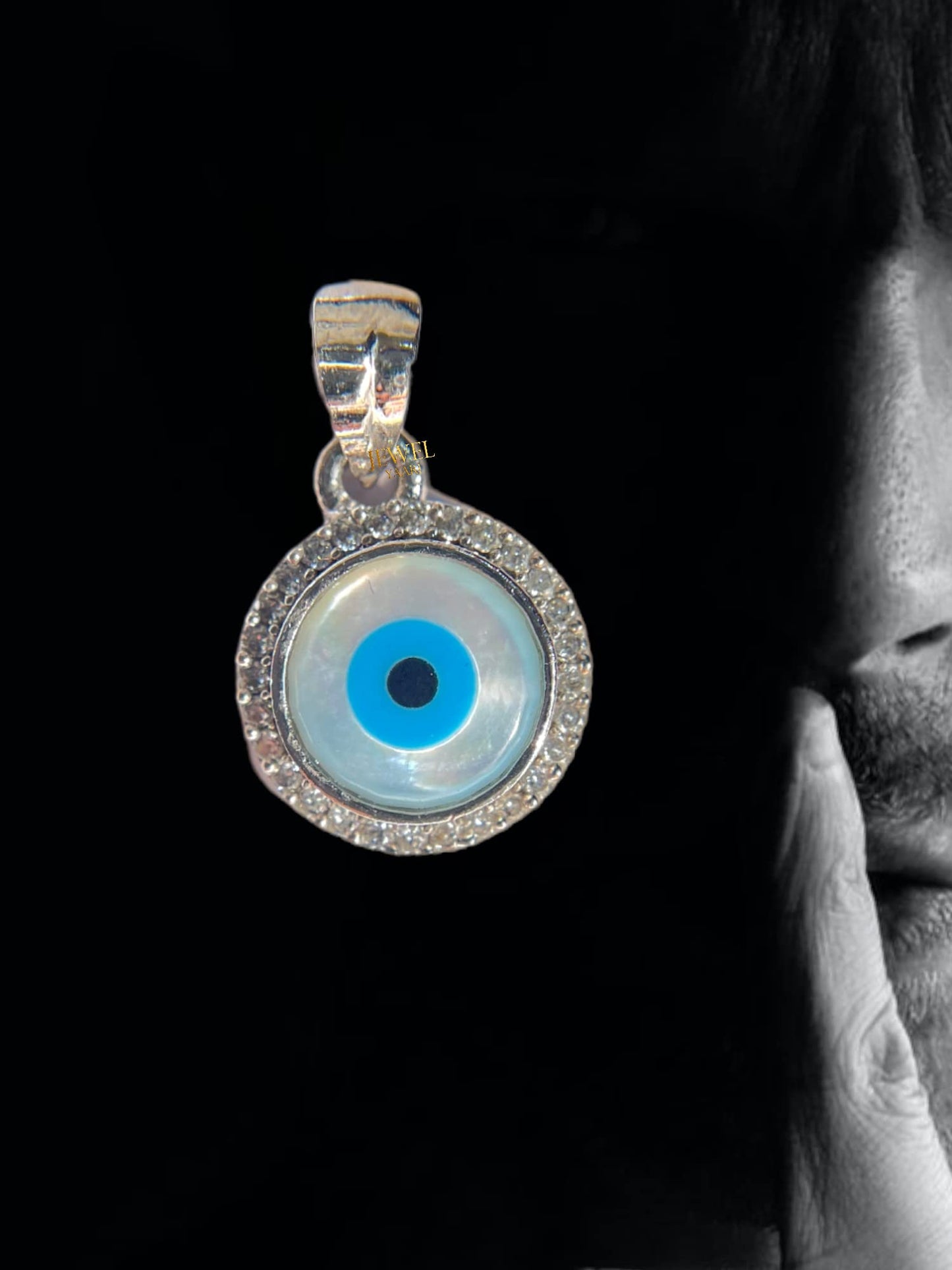 JEWELYAARI™ By SJ Stylish Evil Eye Necklace Pendant Third Blue Eyes Amulet Protection Pendant for Girls, Women, Mens and Children (Evil Eye Pendant Only) - JewelYaari By Shubham Jewellers