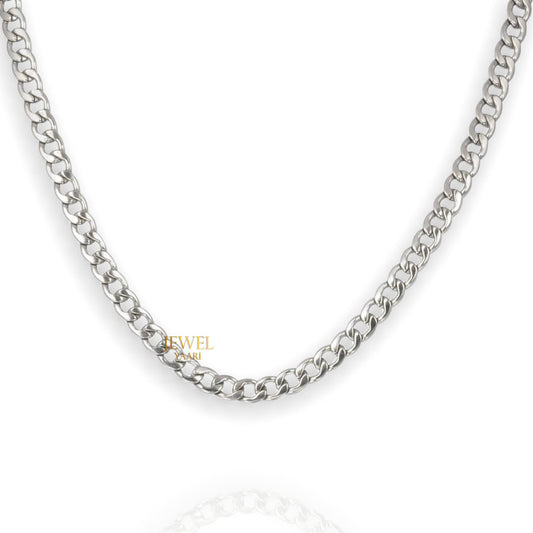 JewelYaari? Pure 925 Sterling Silver Italian Sachin CURB Chain Necklace ACPL for Men 24 Inches(10 Gm) - JewelYaari By Shubham Jewellers