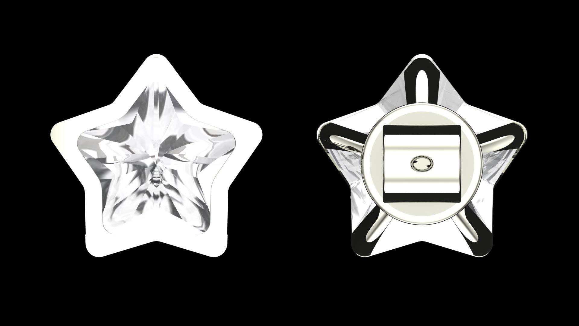 SJ SHUBHAM JEWELLERS Rehti 925-92.5 Sterling Silver Star Cut Black Real Cubic Zirconia Fashion Stud Tops Earrings For Men,Women,Children,Boys and Girls - JewelYaari By Shubham Jewellers