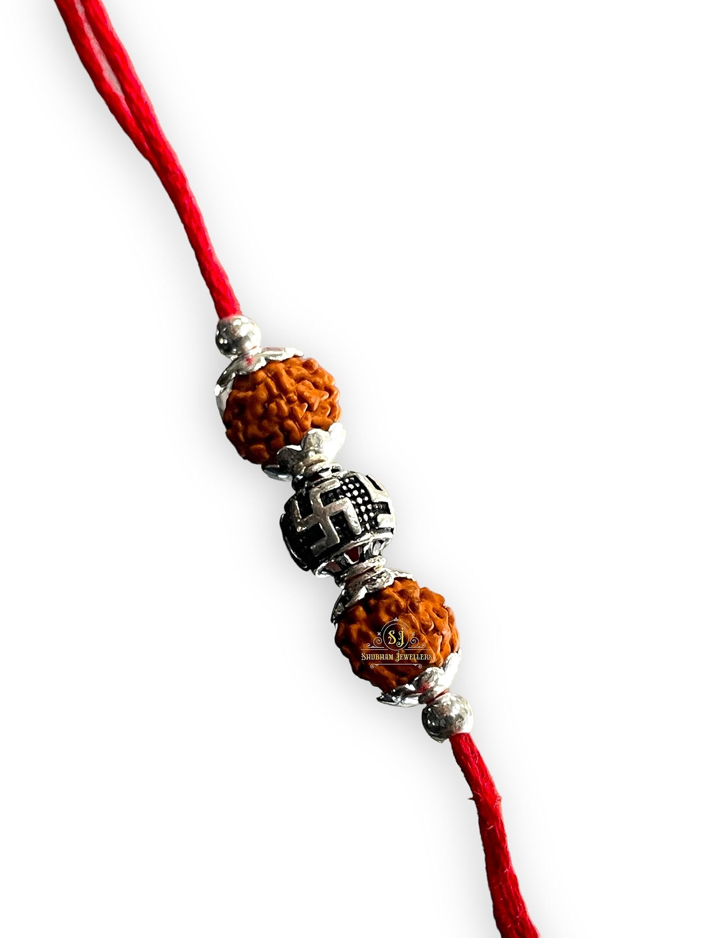 SJ SHUBHAM JEWELLERS™ 925 Sterling Silver Rakhi for brother Rudraksha Rakhi Bracelet Raksha Bandhan Pure Cotton For Men, Boys, Kids Rakhi With Roli Chawal - JewelYaari By Shubham Jewellers