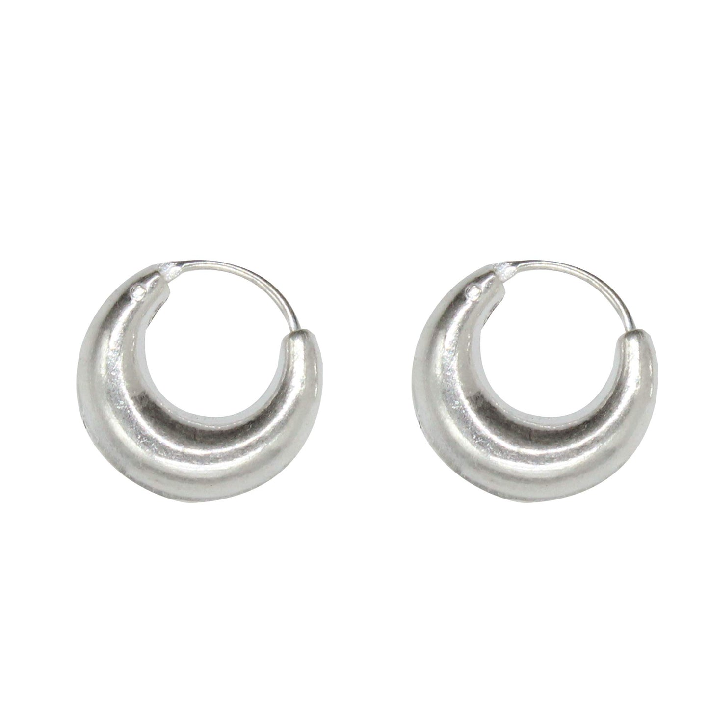 Shubham Jewellers Rehti White 925 Stylish Kaju Bali Hoop Earrings in Pure 92.5 Sterling Silver Pair for Women and Men (10)