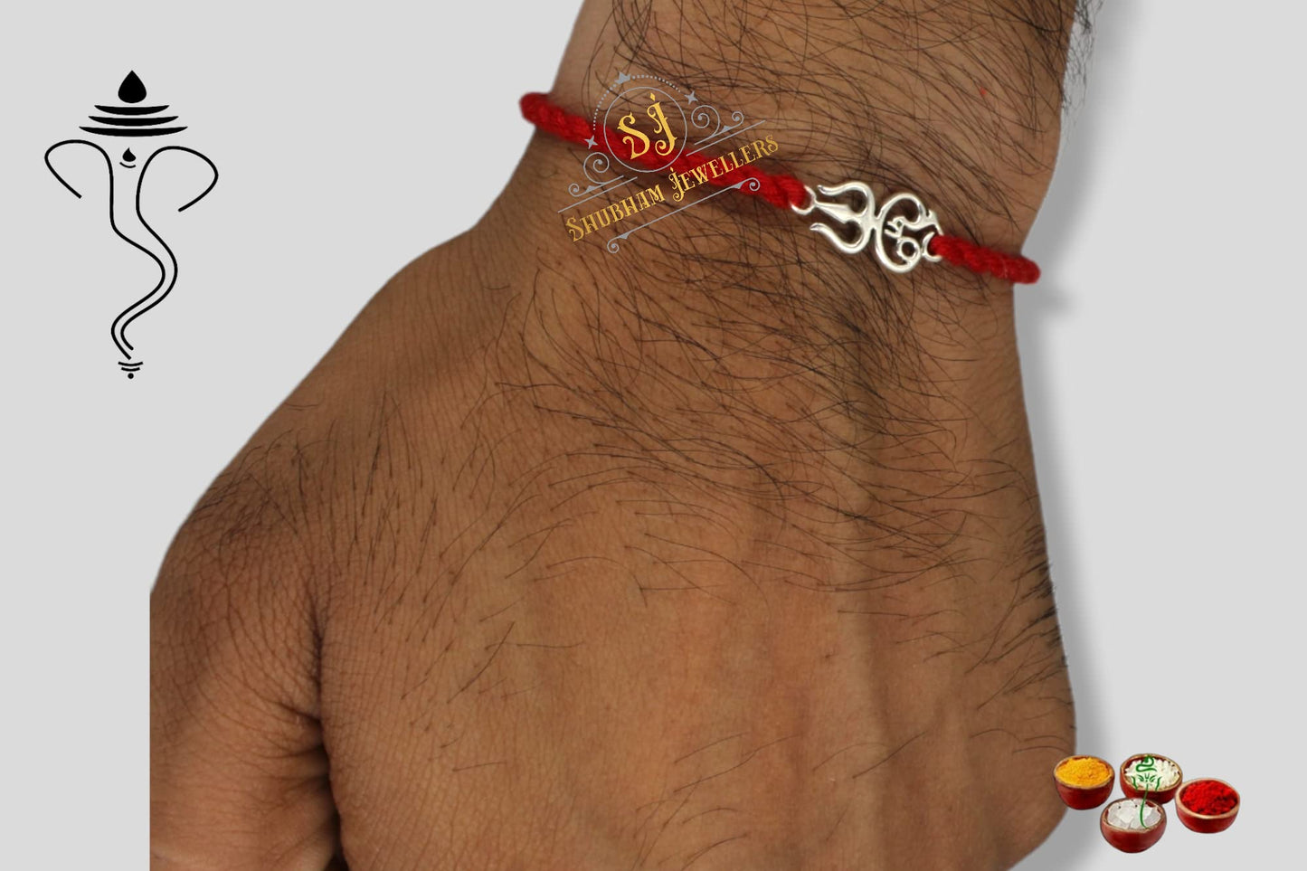 SJ SHUBHAM JEWELLERS? Pure 925 Sterling Silver Rakhi for brother Charm Bracelet Raksha Bandhan With Pure Cotton Thread For Men, Boys, Rakhis Snktrn