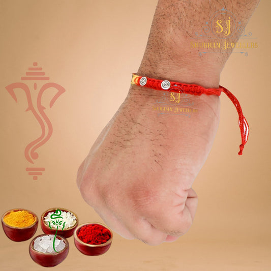 925 Sterling Silver Rakhi for brother Charm Bracelet Raksha Bandhan With Pure Cotton Thread For Men, Boys, Rakhis By Shubham Jewellers Round