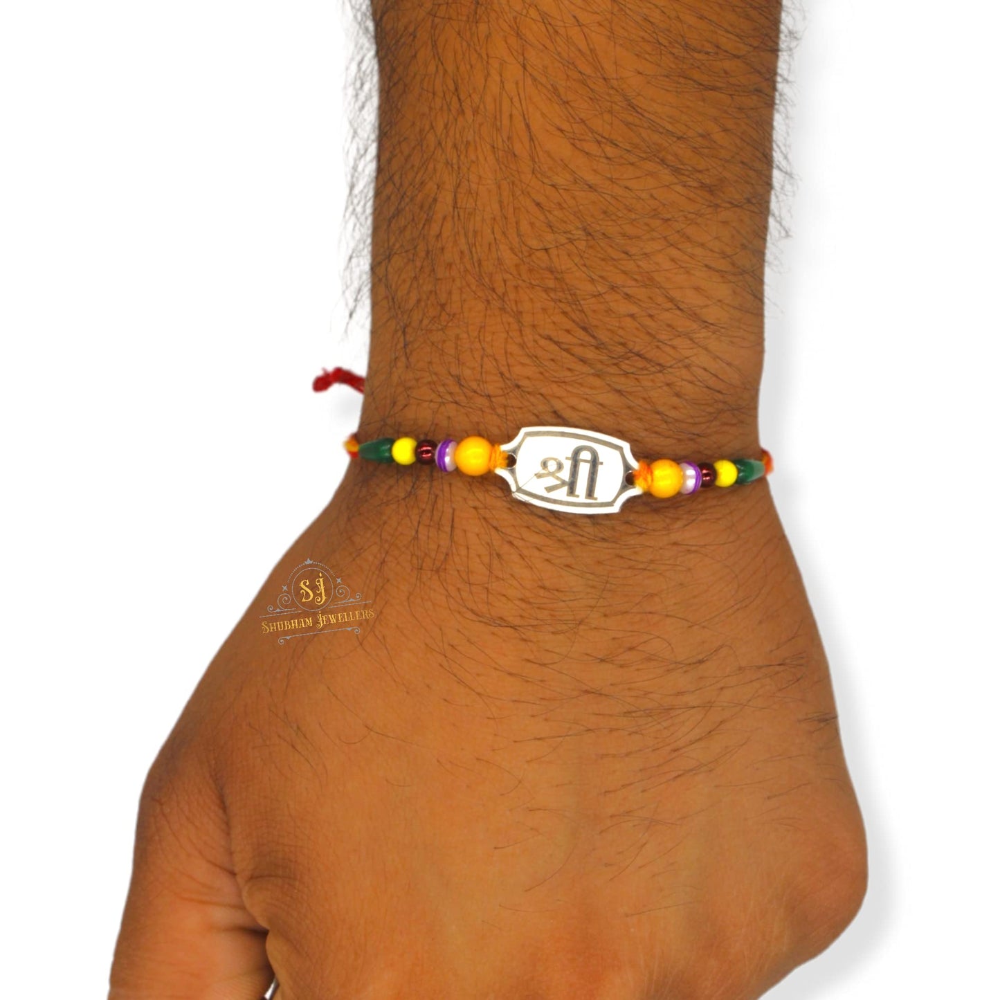 SJ SHUBHAM JEWELLERS™ Pure 999 Sterling Silver Rakhi With Cotton Kalawa thread For Men, Women, Boys and Girls special Rakhi Roli Chawal Included(P) - JewelYaari By Shubham Jewellers