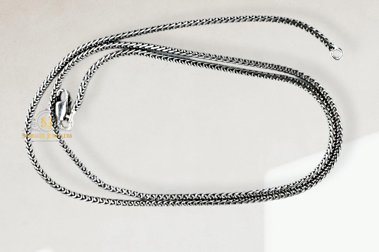 SJ SHUBHAM JEWELLERS? Pure 925 Sterling Silver Chain Necklace for Men and Women 22 Inches Various Design (SJOXCHNSNK)