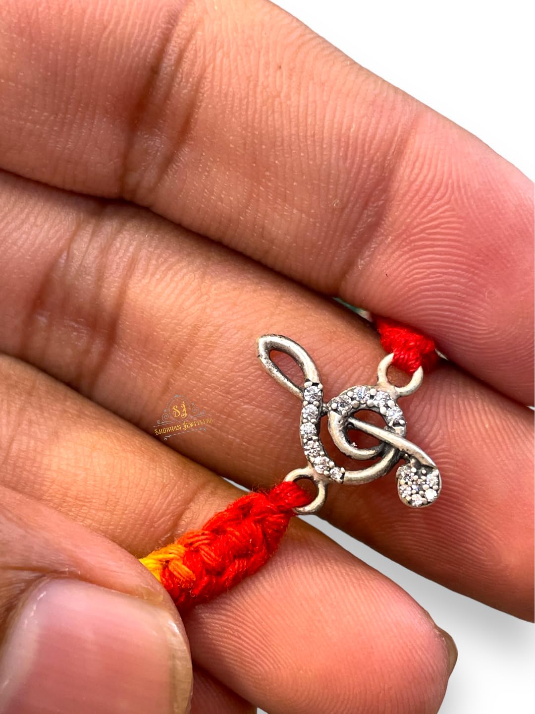 SJ SHUBHAM JEWELLERS™ 925 Sterling Silver Rakhi for brother Rakhi Bracelet Raksha Bandhan Pure Cotton For Men, Boys, Kids Rakhi With Roli Chawal - JewelYaari By Shubham Jewellers