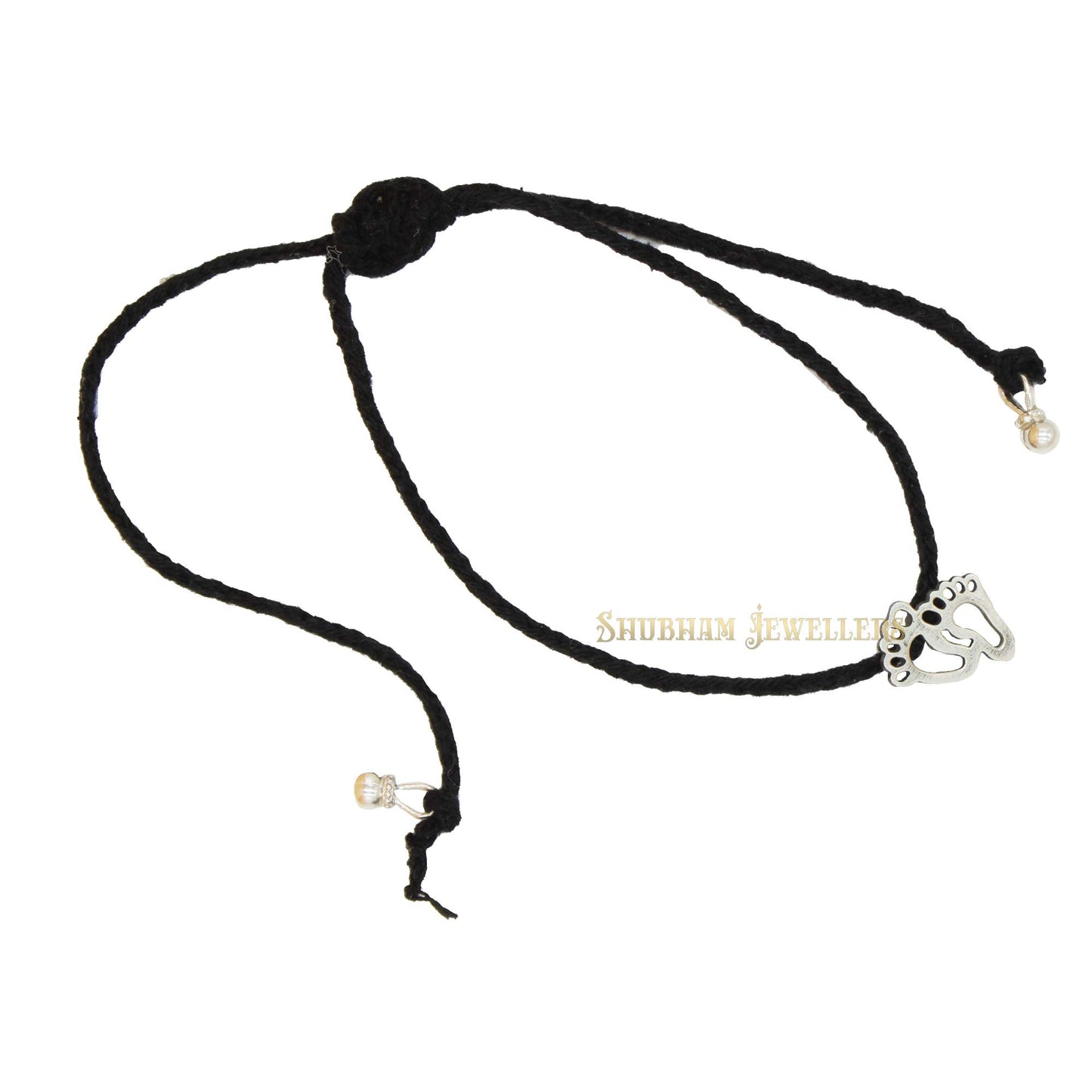 Shubham Jewellers Rehti 925 New Oxidised Silver Black Thread Footstep, Owl, Dog Nazarbattu/Nazaiya Anklet/Bracelet for Girls, Women and Children with Silver Ghunghroo - JewelYaari By Shubham Jewellers